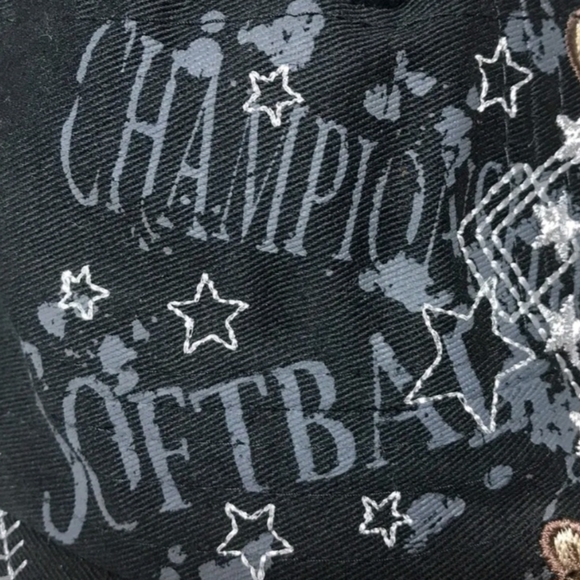 Distressed Bejeweled Embroidered "Leader" "L.O.G.A." champion softball hat. - Picture 6 of 10